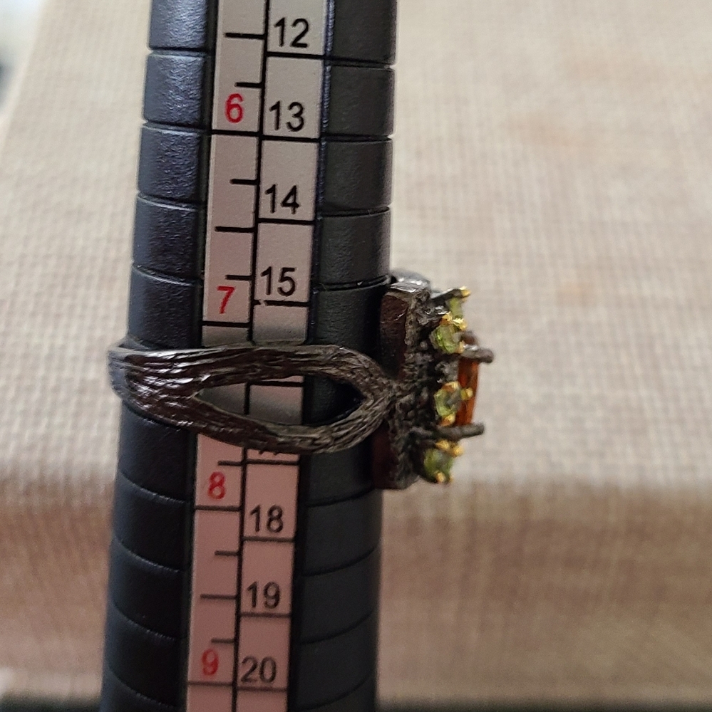 Orange Opal Sterling Silver Ring - image 7